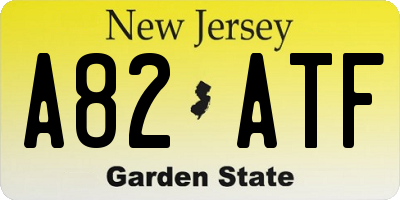 NJ license plate A82ATF
