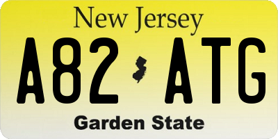 NJ license plate A82ATG
