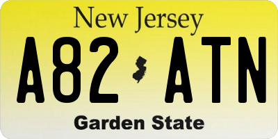 NJ license plate A82ATN