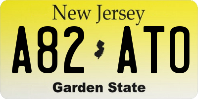 NJ license plate A82ATO