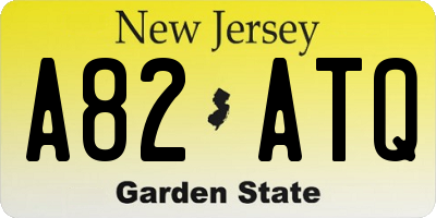 NJ license plate A82ATQ