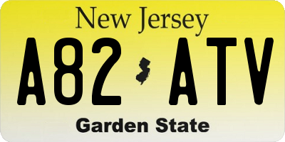 NJ license plate A82ATV