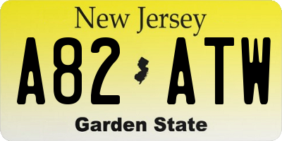 NJ license plate A82ATW