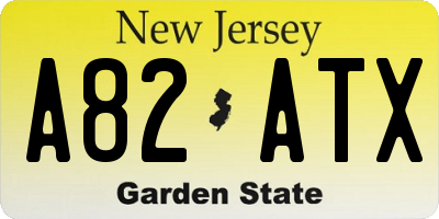 NJ license plate A82ATX