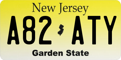 NJ license plate A82ATY