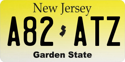 NJ license plate A82ATZ