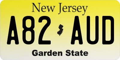 NJ license plate A82AUD