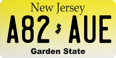 NJ license plate A82AUE