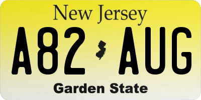 NJ license plate A82AUG