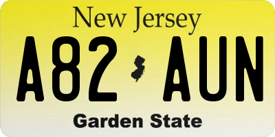 NJ license plate A82AUN