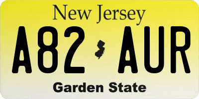 NJ license plate A82AUR
