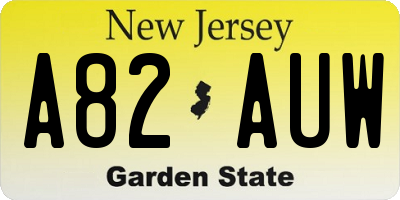 NJ license plate A82AUW