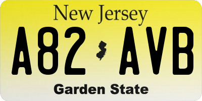 NJ license plate A82AVB