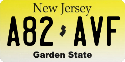 NJ license plate A82AVF