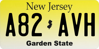NJ license plate A82AVH