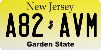 NJ license plate A82AVM