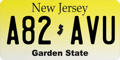 NJ license plate A82AVU