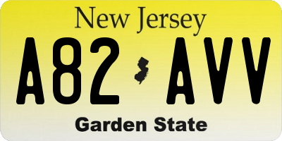 NJ license plate A82AVV