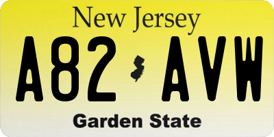 NJ license plate A82AVW