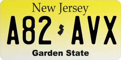 NJ license plate A82AVX
