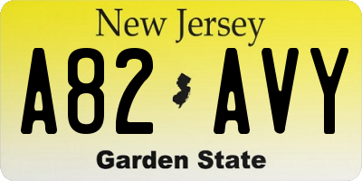 NJ license plate A82AVY