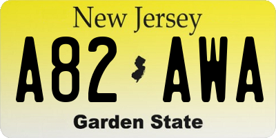 NJ license plate A82AWA