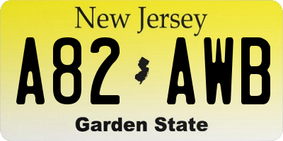 NJ license plate A82AWB
