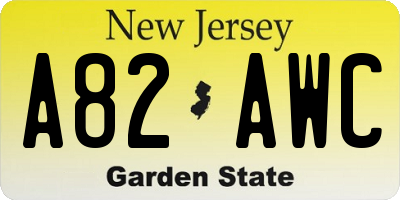 NJ license plate A82AWC