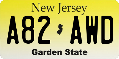NJ license plate A82AWD