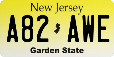 NJ license plate A82AWE