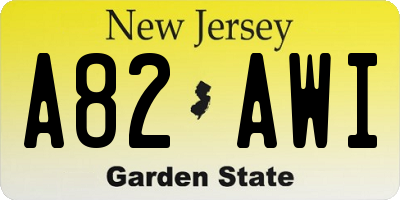 NJ license plate A82AWI