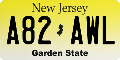 NJ license plate A82AWL