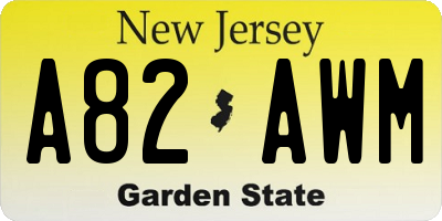 NJ license plate A82AWM