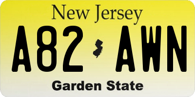 NJ license plate A82AWN