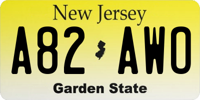 NJ license plate A82AWO