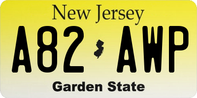 NJ license plate A82AWP