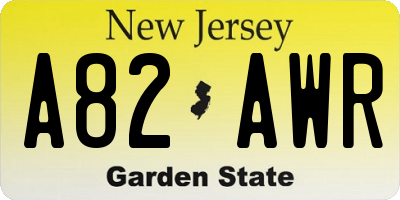 NJ license plate A82AWR