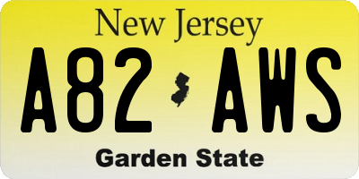NJ license plate A82AWS