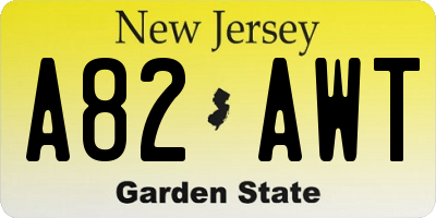 NJ license plate A82AWT