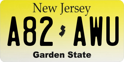 NJ license plate A82AWU