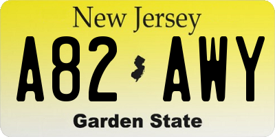 NJ license plate A82AWY