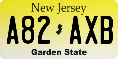 NJ license plate A82AXB