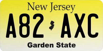NJ license plate A82AXC