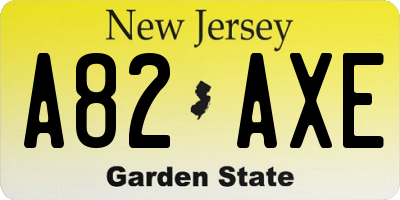 NJ license plate A82AXE
