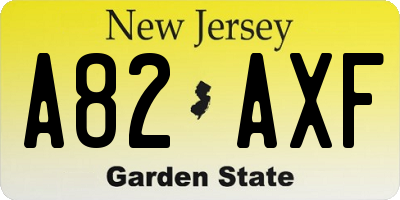 NJ license plate A82AXF