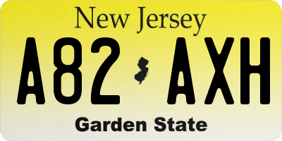 NJ license plate A82AXH