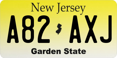 NJ license plate A82AXJ