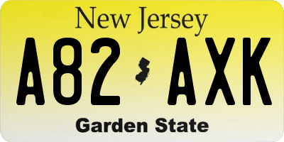 NJ license plate A82AXK