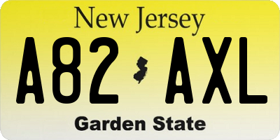 NJ license plate A82AXL