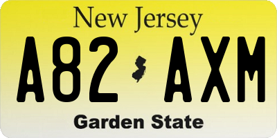 NJ license plate A82AXM